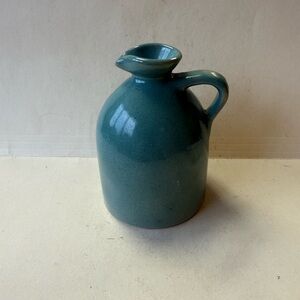 Vintage Vermont Maple Orchards Jug Teal Green Pottery Burlington, Vermont.